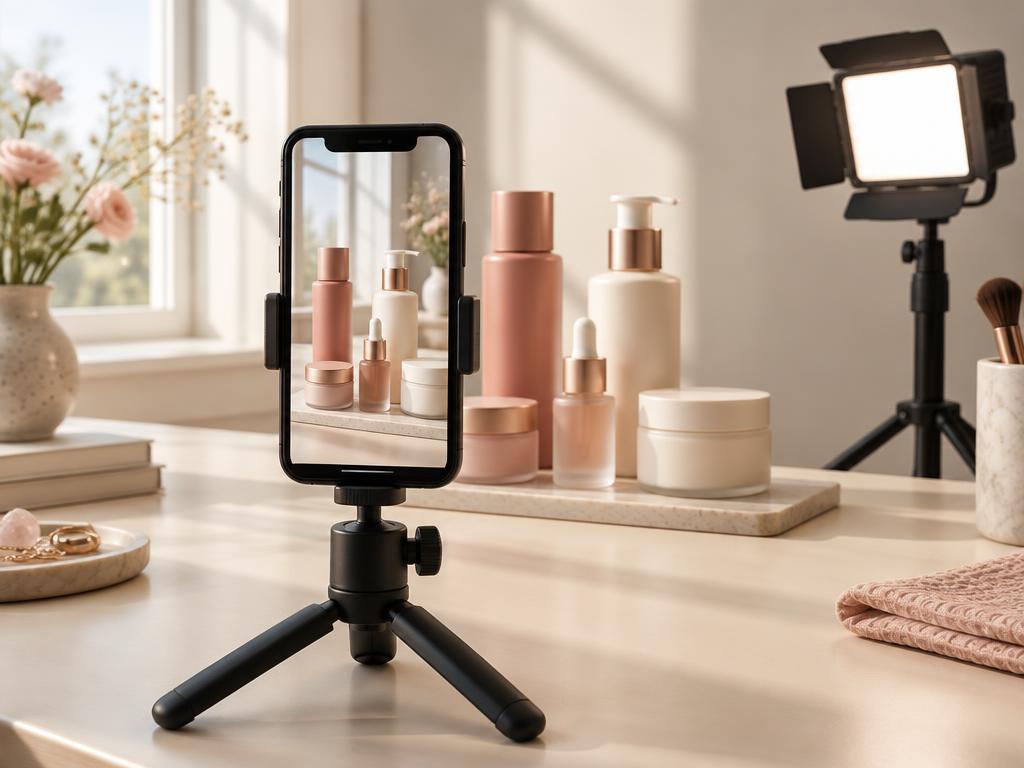 Skincare video filming setup